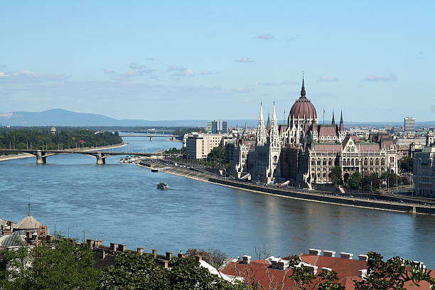 Panoramic view of Budapest. stock photo