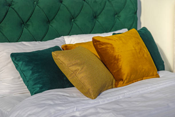 istock Green Yellow Pillows Bedroom 1460800738