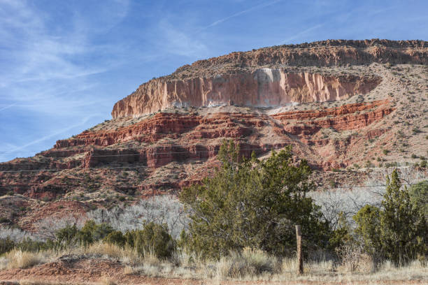 Red rock cliff face in the New Mexico desert on clear day