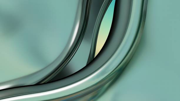 istock Green beautiful Bezier line metal flowing from top to bottom Abstract, dramatic, modern, luxurious and exclusive 3D rendering graphic design elemental background material. 1460801421