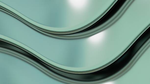 istock Green color Overlapping objects with beautiful curves of metal Abstract, dramatic, modern, luxurious and exclusive 3D rendering graphic design elemental background material. 1460801977