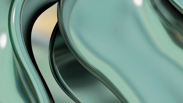 istock Green metal corrugated plates beautifully overlapping Abstract, dramatic, modern, luxurious and exclusive 3D rendering graphic design elemental background material. 1460802786
