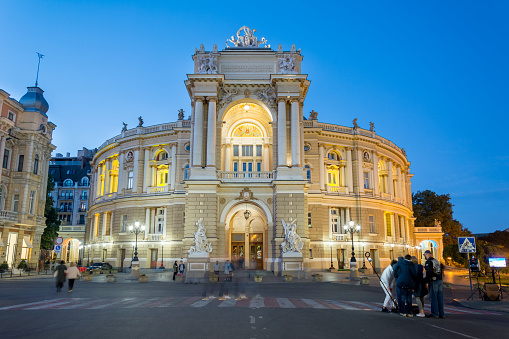 Odessa, Ukraine - SEP 25, 2021: Majestic Baroque Opera House, Odessa, Ukraine