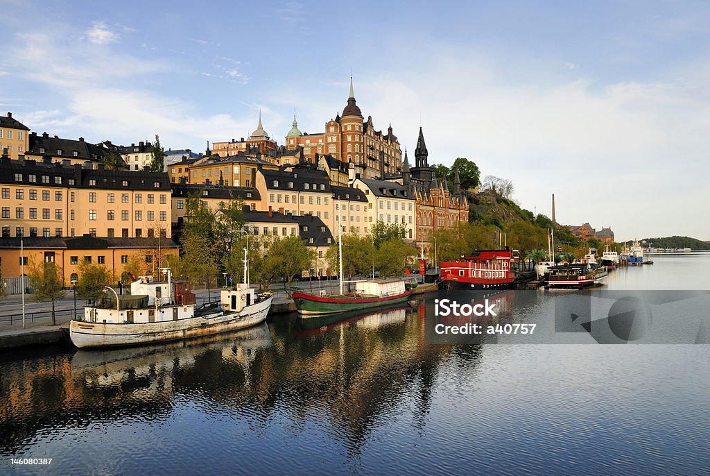 Aterro de Estocolmo com Barcos - Royalty-free Estocolmo Foto de stock