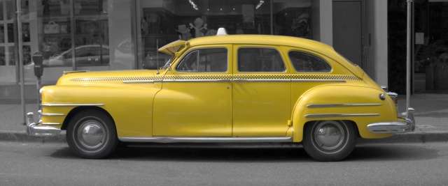 Vintage yellow New York cab (taxi).