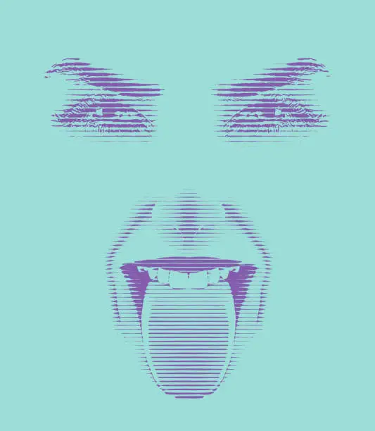 Vector illustration of Woman sticking out tongue