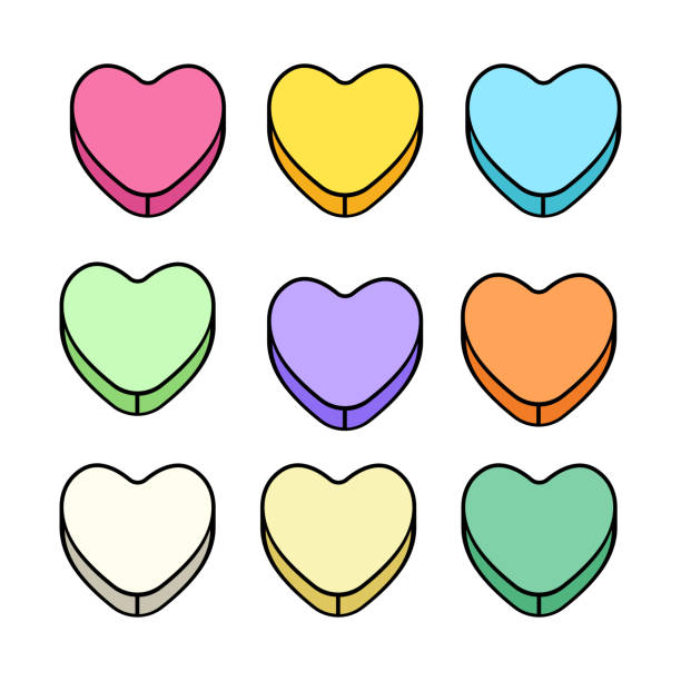 ilustrações de stock, clip art, desenhos animados e ícones de conversation valentines day colorful sweets candy hearts love icon - lots of candy hearts