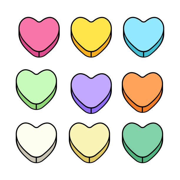 разговор день святого валентина красочные сладости конфеты сердечки любовь икона - lots of candy hearts stock illustrations