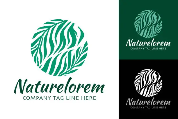 Vector illustration of Nature Leaves in a Circle Resort Spa and Tropical Emblem