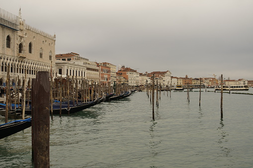 Fermata San Marco. Venice city. Seaside. Boats. Venetian boats. Gondola. Italian fairy tale city. Venice carnaval. Italian architecture. Italy. Architecture. Art photography. Film