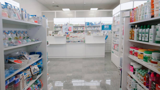 Inside view of pharmacy building stock photo