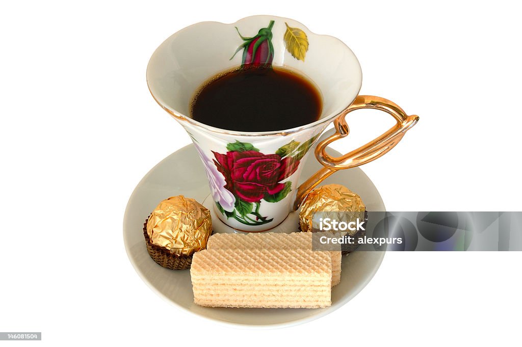 Tasse Tee und verteilen Süßigkeiten. - Lizenzfrei Blume Stock-Foto