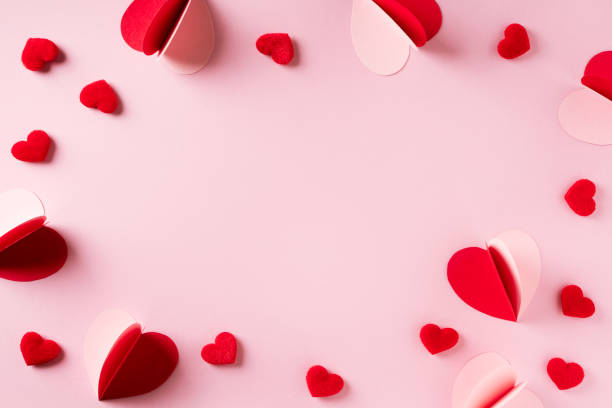 istock Valentines card wiht heart gift on pink background 1460829282