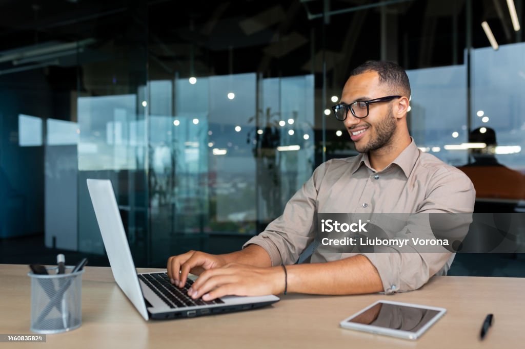 Young Successful Indian Programmer Working Inside Modern Development ...