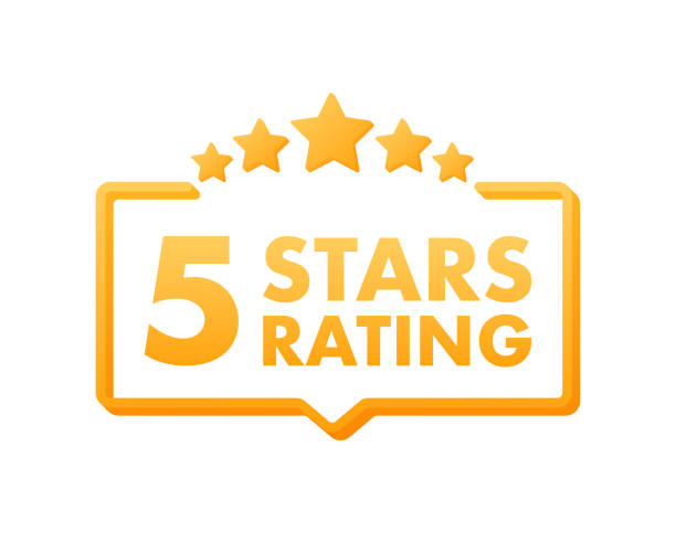 5 star rating. Badge with icons on white background. Vector illustration. 5 star rating. Badge with icons on white background. Vector illustration five people stock illustrations