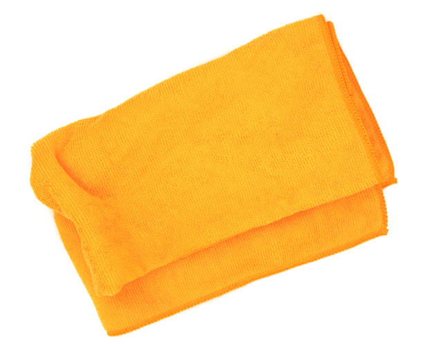 istock Yellow blue folded microfiber cleaning cloth isolated on white background. Top view 1460843347