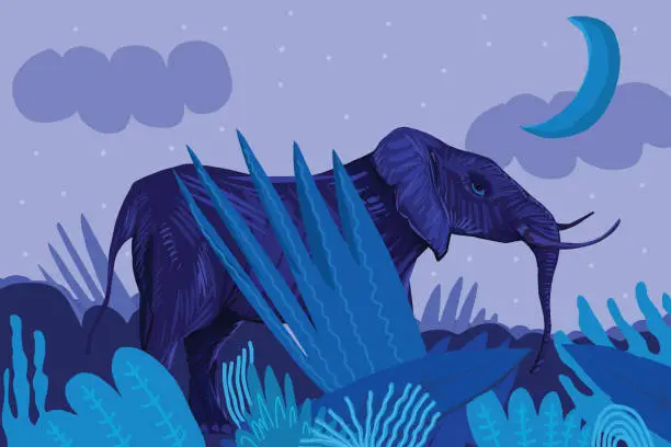 Vector illustration of Elephant in nature