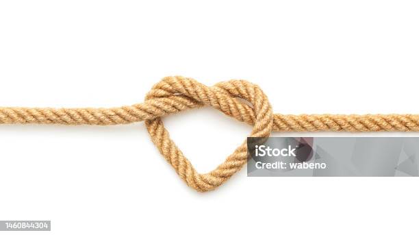 Heart Shaped Knot On A Rope Stock Photo - Download Image Now - Rope, Heart Shape, Strength