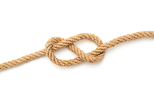 liny z węzeł na białym tle - tied knot rope reef knot isolated zdjęcia i obrazy z banku zdjęć