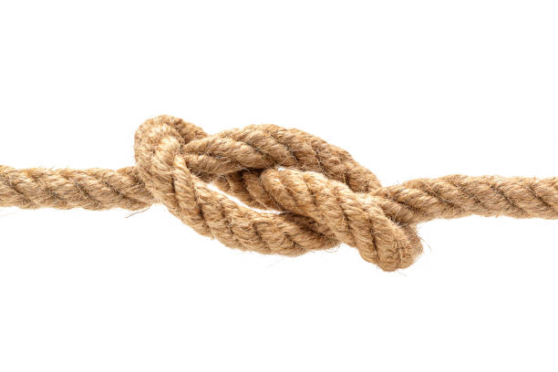 liny z węzeł na białym tle - tied knot rope reef knot isolated zdjęcia i obrazy z banku zdjęć