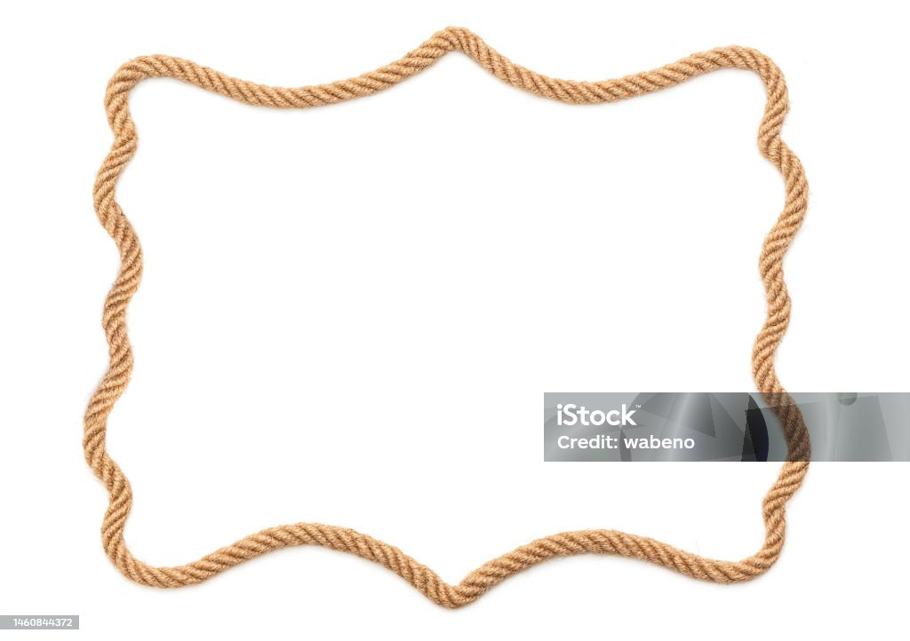 Rope frame on white background Rope frame on white background, Vintage cowboy ranch concept Rope Stock Photo