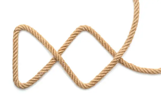 Rope in a zigzag shape on white background