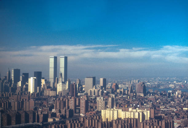 New York City - Manhattan & World Trade Center - 1976 stock photo