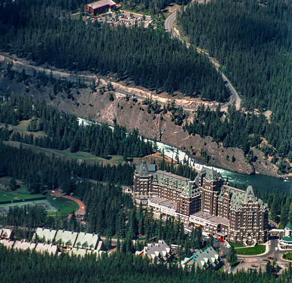 Banff National Park - Bow Valley Aerial View - 1989. Scanned from Kodachrome 64 slide.