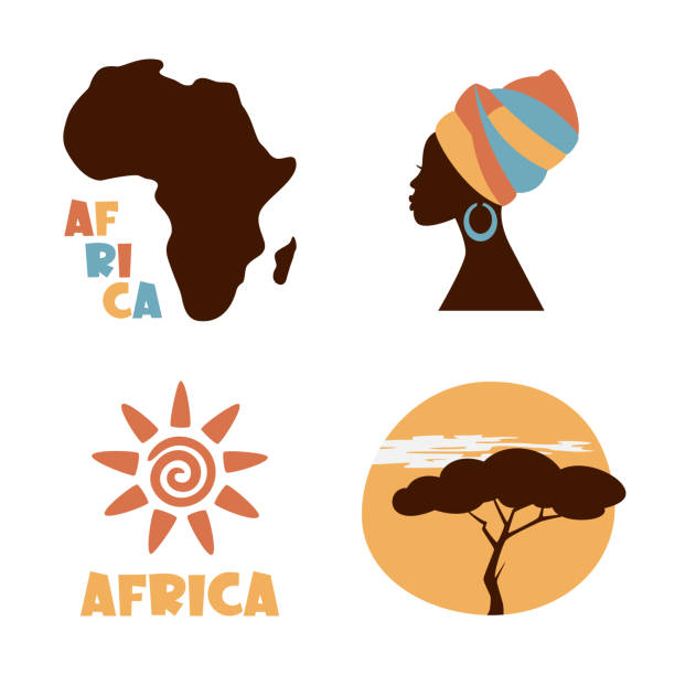 Africa and Safari elements and icons. Africa Logo Design Vector Template. Africa map. Travel, Safari Paints.