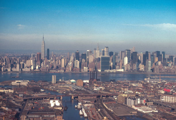 New York City - Manhattan & East River - 1976 stock photo