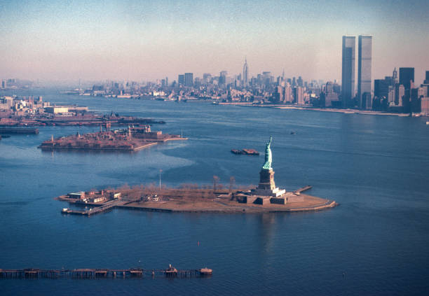 New York City - Statue of Liberty Aerial - 1976 stock photo