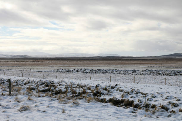 Iceland National Park Landscape Covered In Snow: Experience the serene beauty of Iceland's winter wonderland as you explore the country's various national parks.