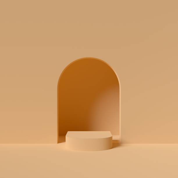 istock Product podium stage for mockup presentation, beige color, background 1460854229