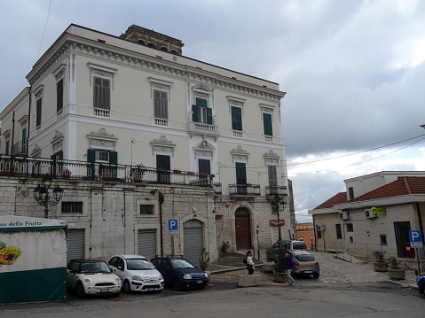 Minervino Murge, Province of Barletta-Andria-Trani, Apulia, Italy - 29 january 2023: Noble palace in piazza Bovio in the historical centre