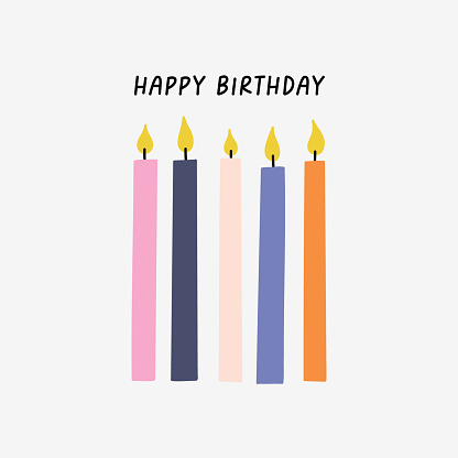 Happy Birthday Illustration candle on an isolated background. Hand Drawn greeting vector