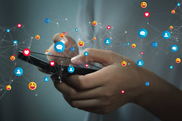 istock Social media and digital online concept, using smartphone and show technology icon, working from home concept, living on vacation and playing social media. 1460856603