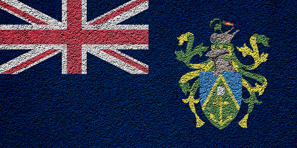 Flag of the British Overseas Territory of Pitcairn Islands on a textured background. Concept collage.