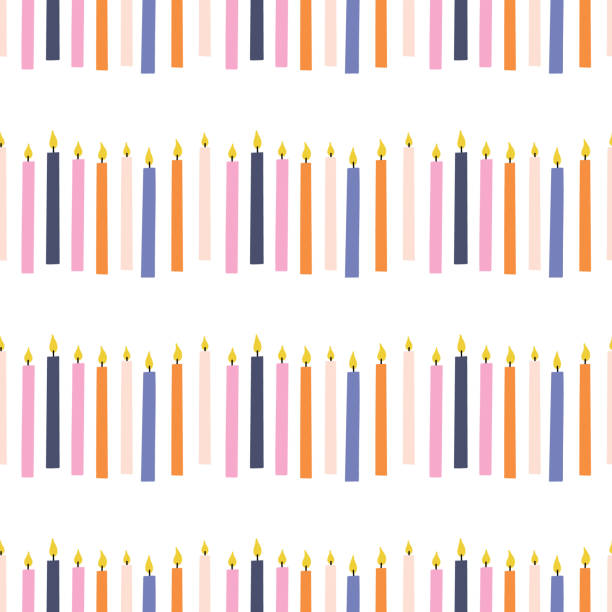 stockillustraties, clipart, cartoons en iconen met pattern colorful birthday candle - kaars