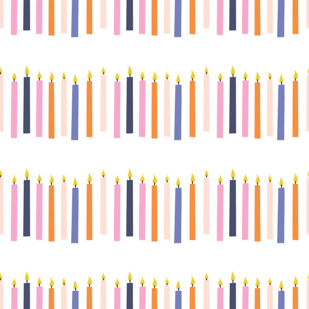 Pattern colorful birthday candle Seamless pattern colorful birthday candle. Festive kids vector background Birth Day for print, textile, wrapping paper, fabric birthday candle stock illustrations