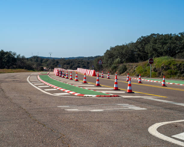 istock Horizontal image of a one-way marked road under construction. 1460857790