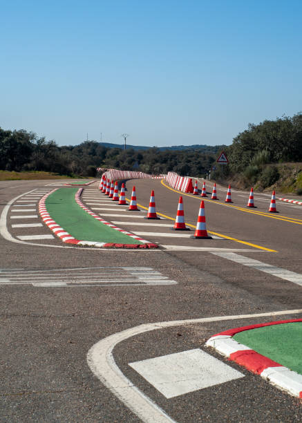 istock Vertical image of a one-way marked road under construction. 1460857794