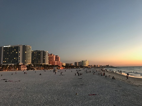 Beautiful sunset view from the beach in Clearwater, Florida