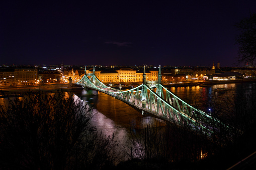 Nightlife, Cityscape with a Bridge at Budapest - Liberty Bridge (Szabadság-híd)