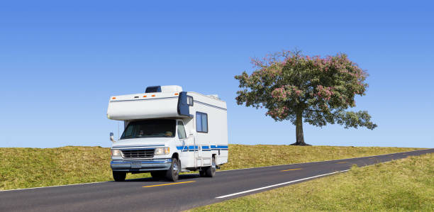istock Vintage motor home driving on highway 1460862757