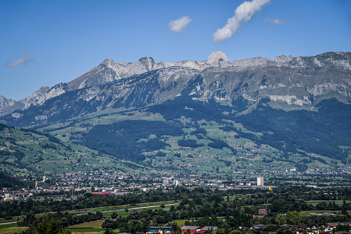 Austria mountains near Sankt Johann im Pongau in cloudy summer day