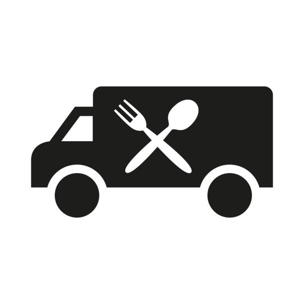 illustrations, cliparts, dessins animés et icônes de icône de food truck sur fond blanc. - meals on wheels illustrations