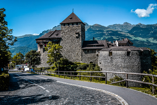 Vaduz, Liechtenstein - 16th of August, 2022. Battlements Of Vaduz Castle