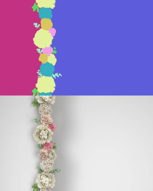 istock floral design concept pink rose and white peonies 3d render with colored alpha 1460866012