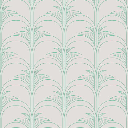 A simple seamless arched palm print pattern to suit a modern Art Deco or Hollywood Regency motif. Colours are global swatches, easy to change and adjust size of repeat.