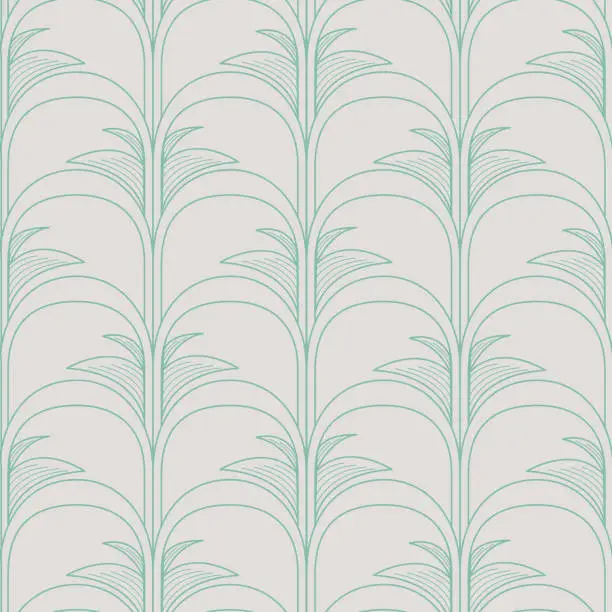 Vector illustration of Arched Palm Modern Art Deco Hollywood Regency Seamless Pattern